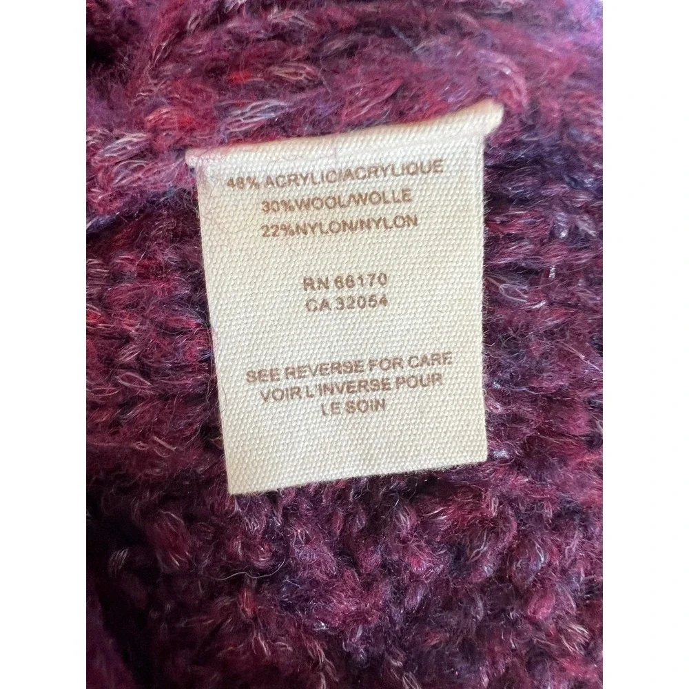 Free People Purple Cable Knit Wool Blend Boho Fairy Bell Sleeve Tunic Sweater XS
